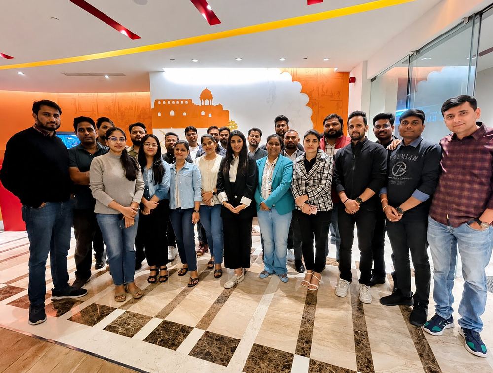 Prerna Maheshwari with a corporate team at their office